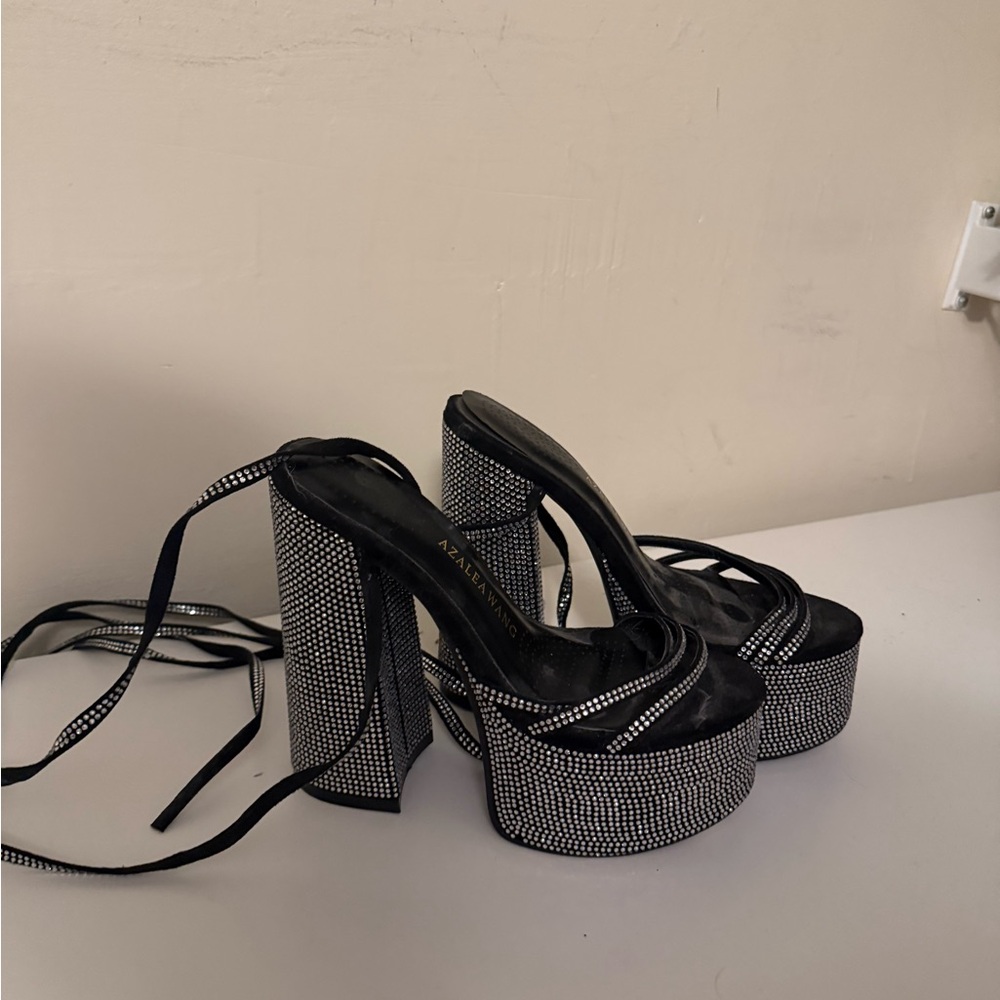 Elegant Black and Silver Platform Heels